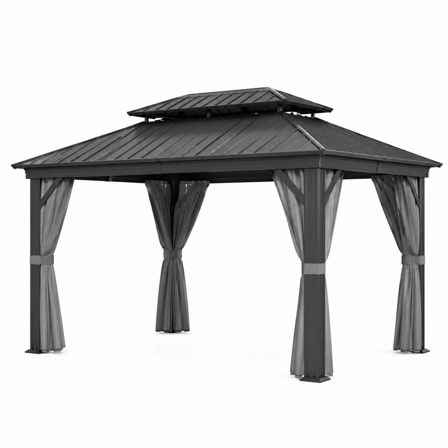 Altana ogrodowa aluminiowa stalowa z poliestru ciemnoszara 360x300 cm