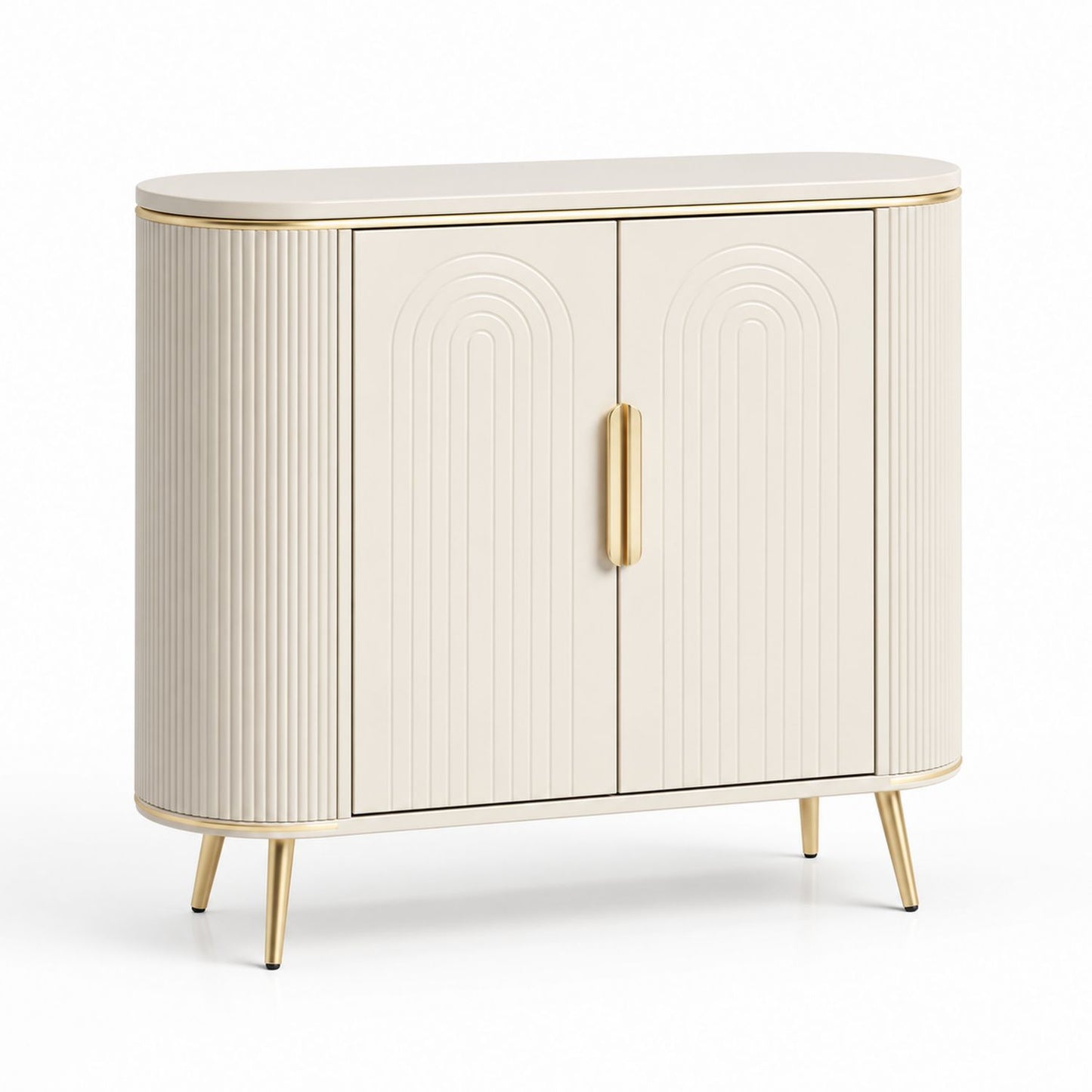 Komoda z MDF z Metalowymi Nóżkami w Kremowym Kolorze