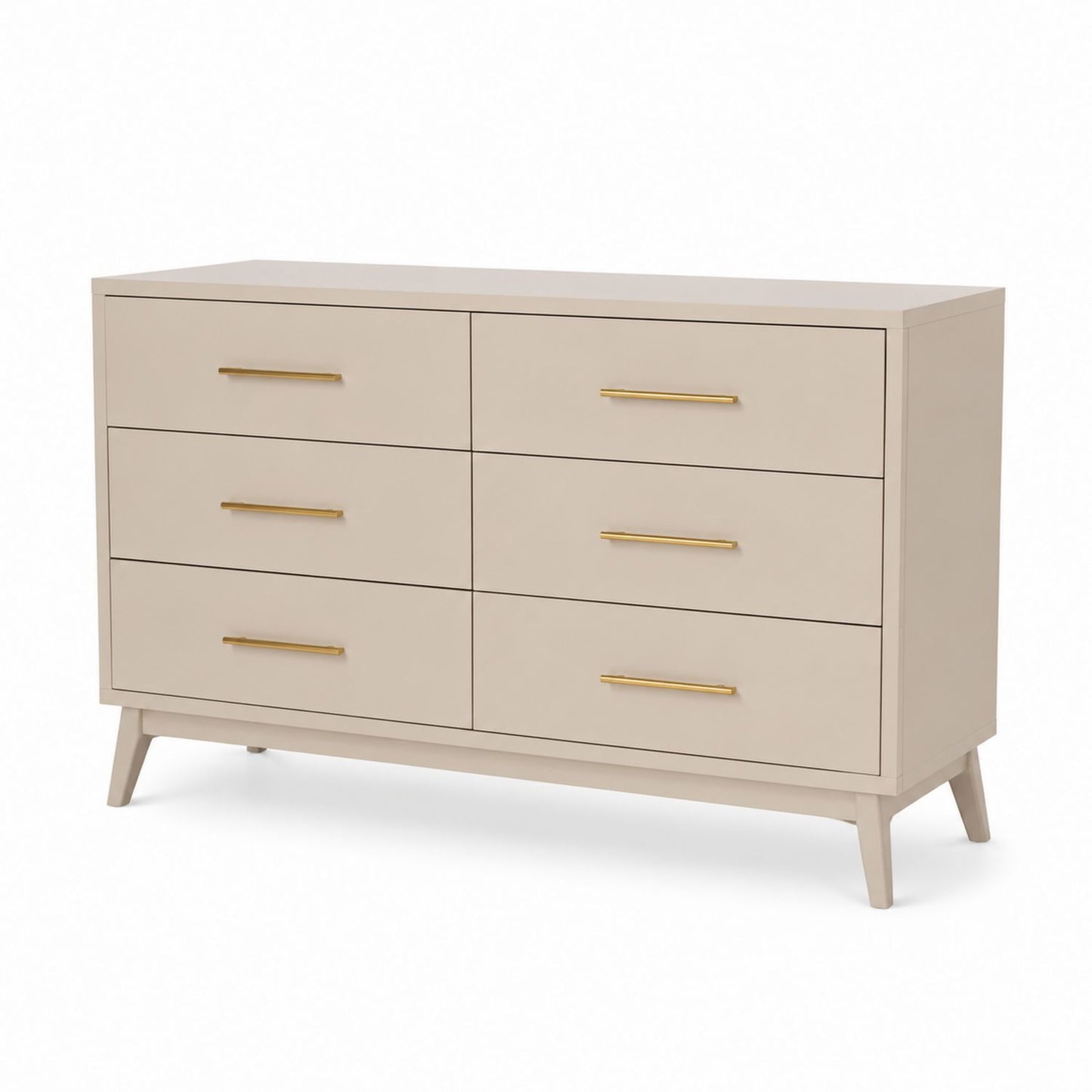 Komoda z Płyty MDF w Kolorze Beżowym z 6 Szufladami