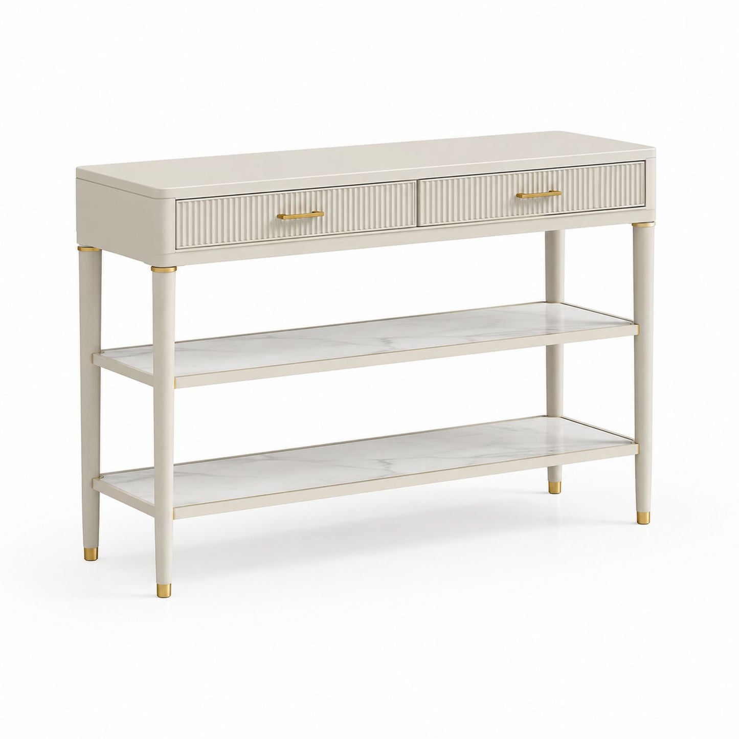 Konsola z dwoma szufladami MDF i marmurowym laminatem