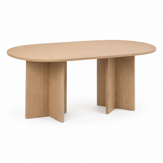 Stół jadalniany z MDF z dębową okleiną owalny 180x90x75 cm
