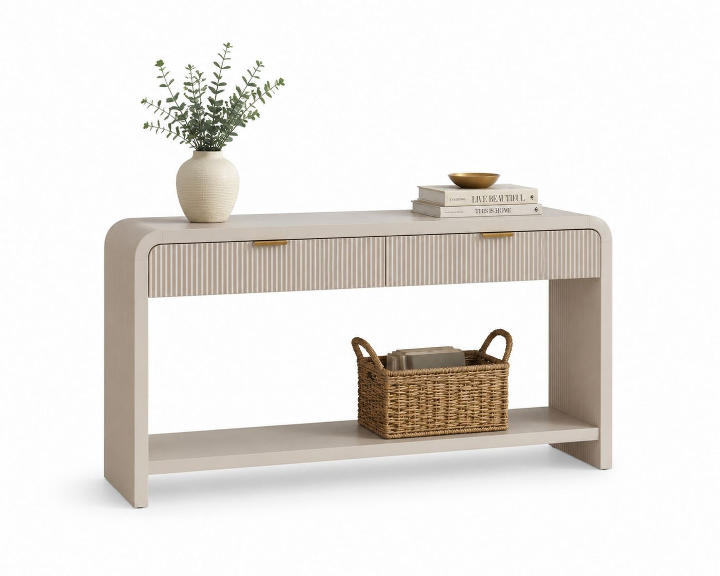 Konsola z szufladą MDF Beżowy 120x40x80 cm