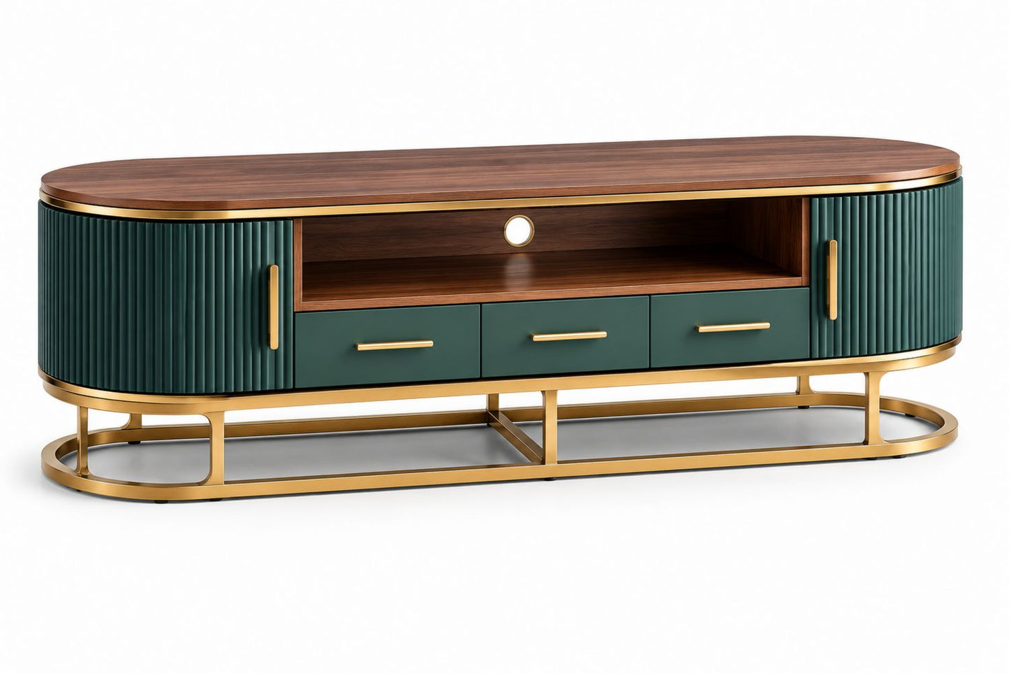 Szafka RTV drewniana z metalowymi akcentami 180x45x55 cm