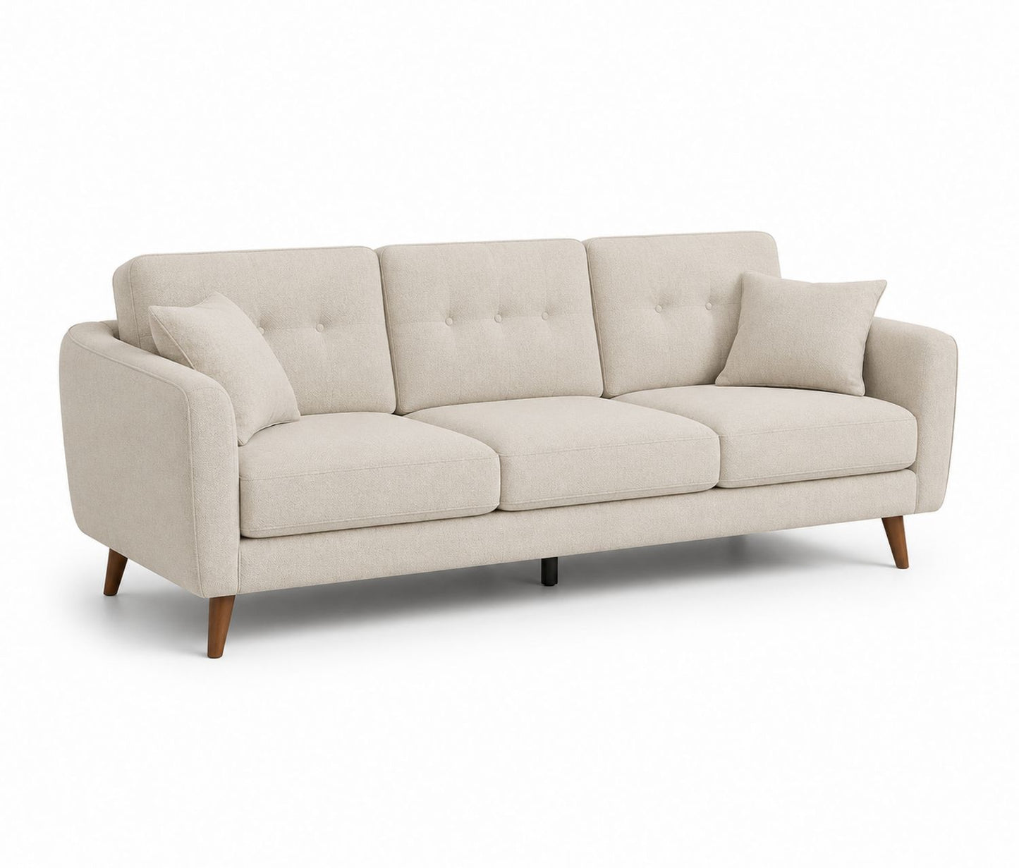 Sofa 3-osobowa tkanina lniana beżowa 210 cm