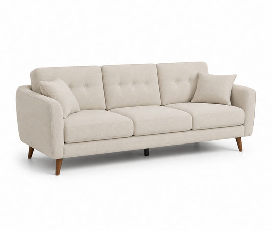 Sofa 3-osobowa tkanina lniana beżowa 210 cm