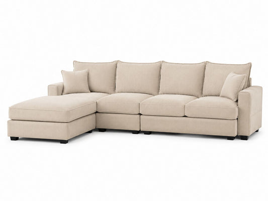Narożna sofa modułowa z tkaniny poliestrowej, Beżowa