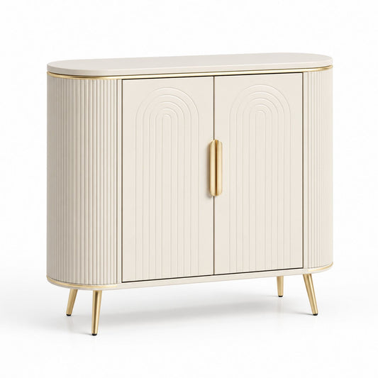 Komoda z MDF z Metalowymi Nóżkami w Kremowym Kolorze