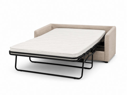 Sofa rozkładana beżowa z metalowym stelażem 190x140cm