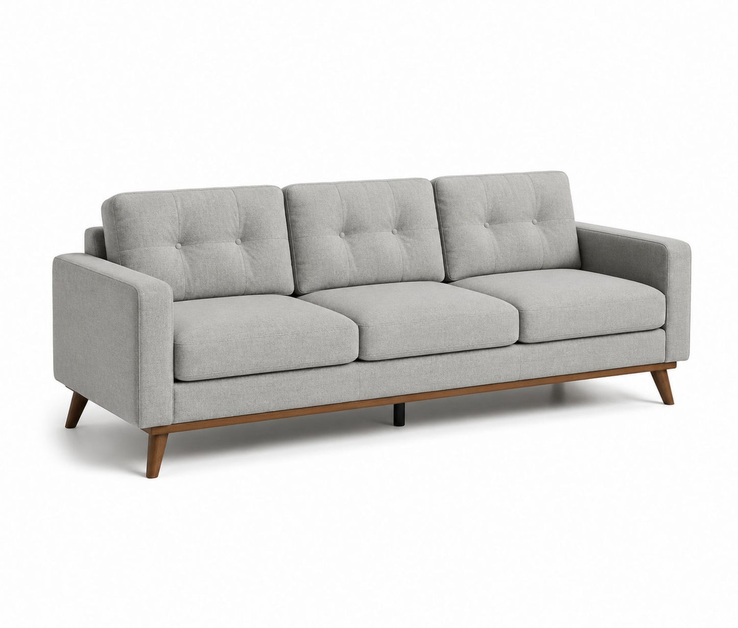 Sofa 3-osobowa z materiałami bukowymi i poliestrowymi Szara 220cm