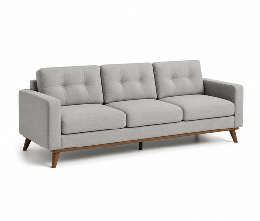 Sofa 3-osobowa z materiałami bukowymi i poliestrowymi Szara 220cm