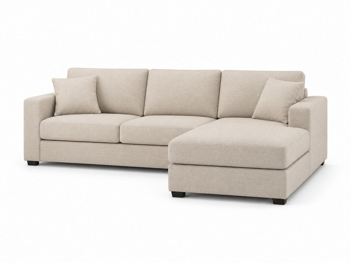 Sofa narożna z tkaniny poliestrowej beżowa 230 cm