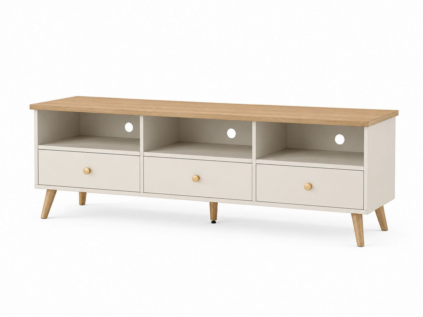 Szafka RTV z MDF i dębowego drewna z szufladami 150x40x50 cm