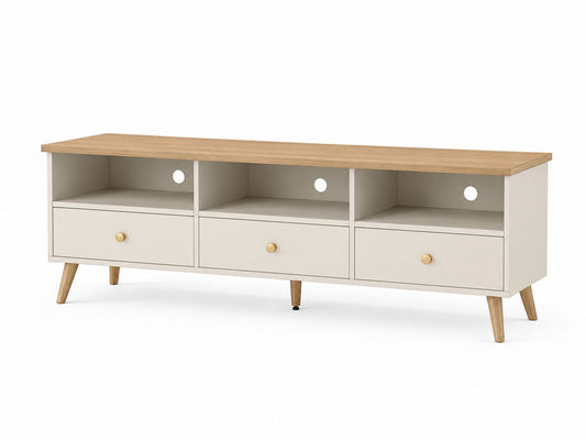 Szafka RTV z MDF i dębowego drewna z szufladami 150x40x50 cm