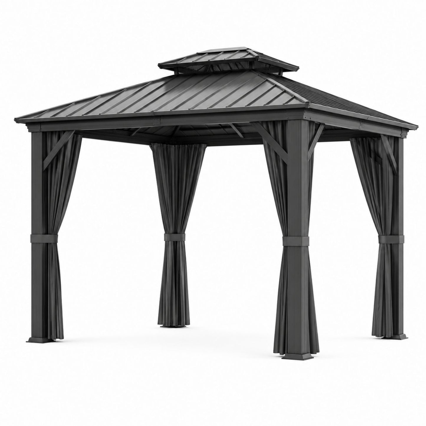 Altana ogrodowa aluminiowa z zasłonami poliestrowymi 360x300 cm