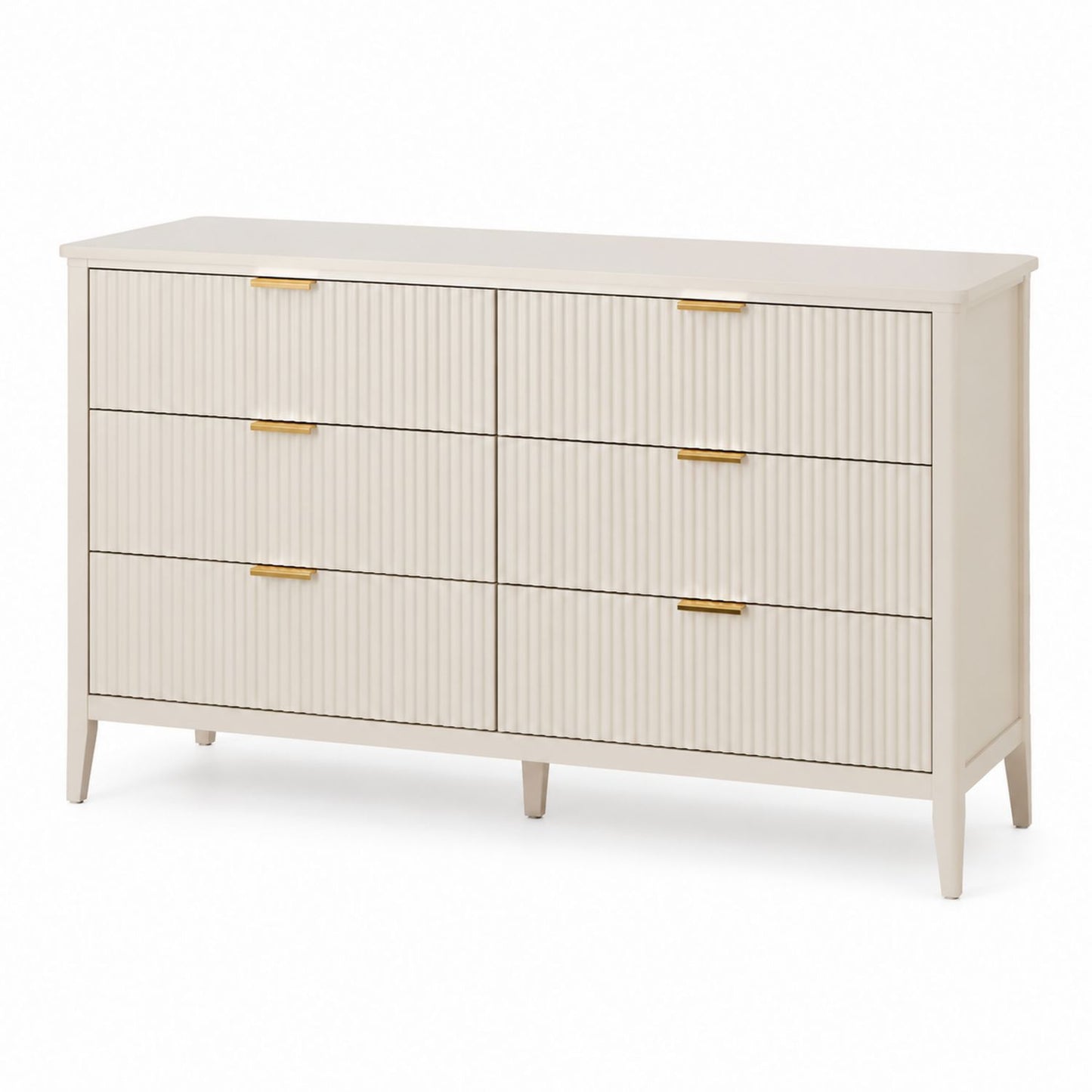 Komoda z 6 szufladami MDF Beżowy Złote Uchwyty