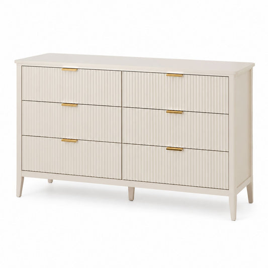 Komoda z 6 szufladami MDF Beżowy Złote Uchwyty