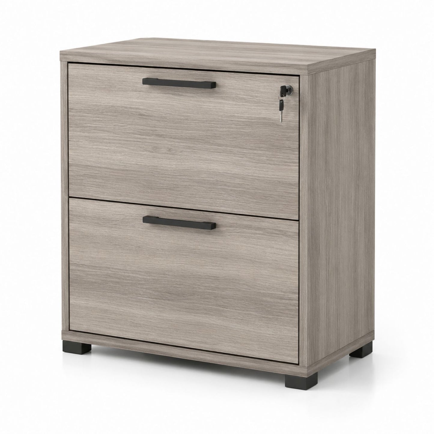 Komoda na dokumenty z MDF z zamkiem, 2 szuflady, 80x40x75 cm, Szara