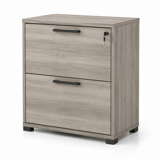 Komoda na dokumenty z MDF z zamkiem, 2 szuflady, 80x40x75 cm, Szara